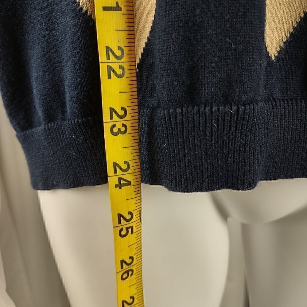Liz Claiborne Liz Golf Womens Tan And Blue Argyle Short Sleeve Sweater Size XL - Picture 7 of 12